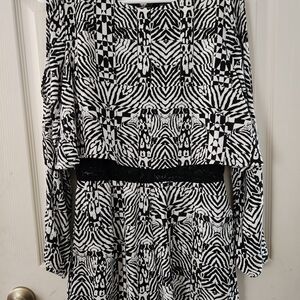 Material Girl Black and White Patterned Dress